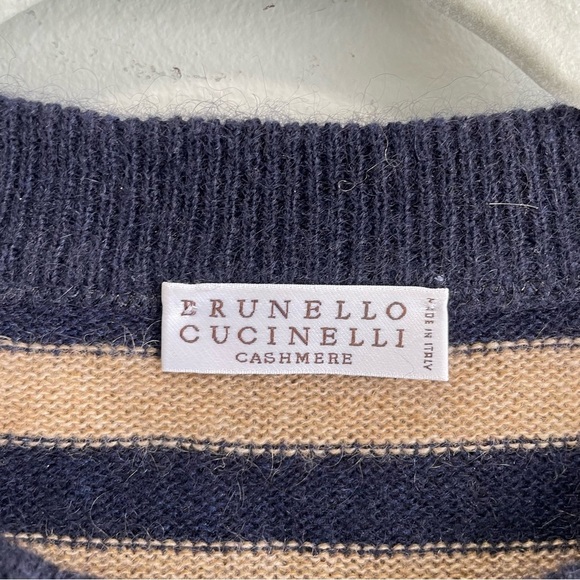 Brunello Cucinelli Striped Mohair, Virgin Wool and Cashmere Sweater with Monili - Picture 13 of 16